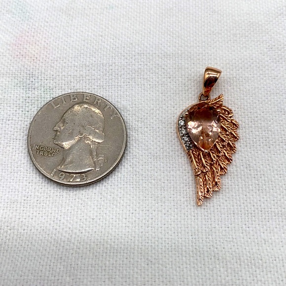 Gem Treasures rose gold vermeil over sterling silver & morganite angel wing 🧚 - Picture 4 of 6
